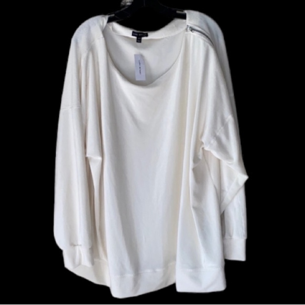 Lane Bryant blouse knit velour ribbed soft zipper shoulder detail NEW 26/28